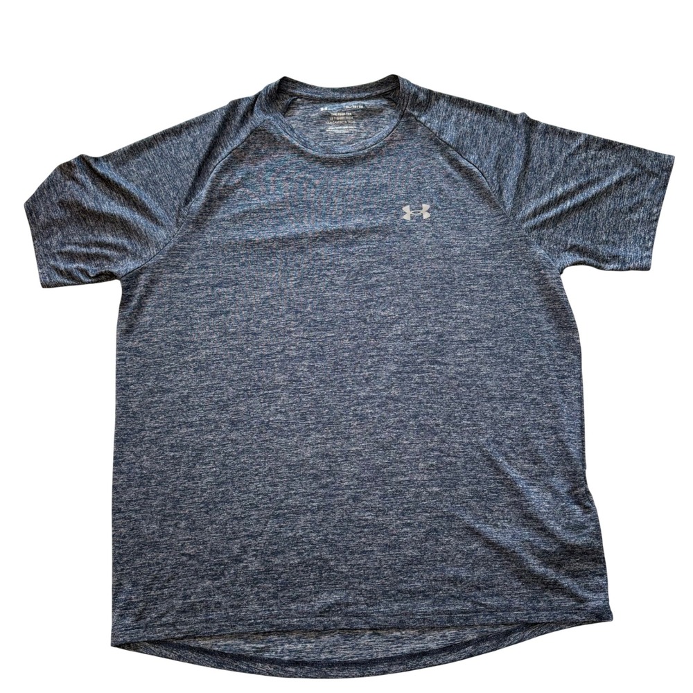 Under Armour The Tech Tee Mens XL Navy Blue Performance Heathered Athletic Shirt
